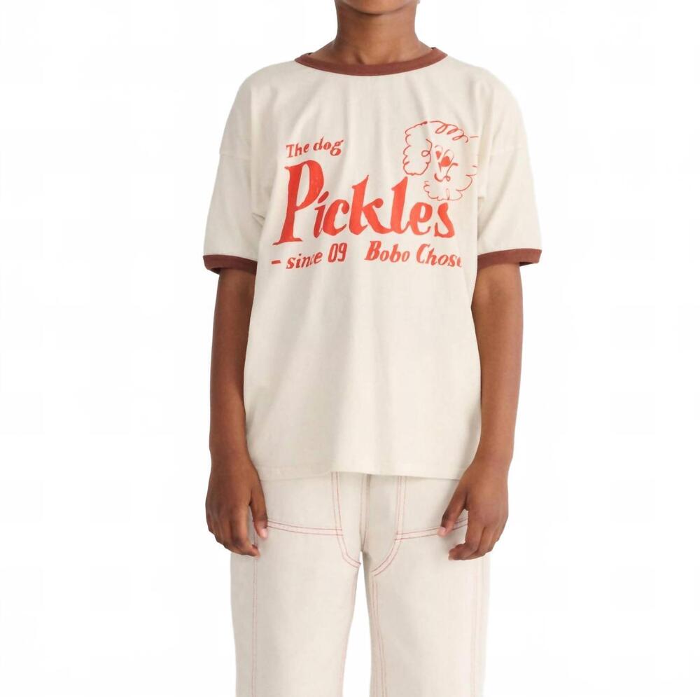 NEW BOBO CHOSES pickles the dog short sleeve t-shirt in white